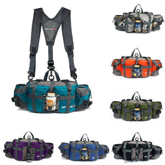 Tactics Waist Bag Men Women Multi function Waterproof Shoulder Bag Outdoor Camping Hiking Riding Travel Sport Kettle Backpack Bag