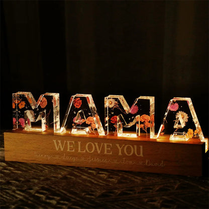 Mother's Day Custom Flower Printed LED Night Light Creative Gift Printing Acrylic Night Light Text Birthday Flower Ornaments
